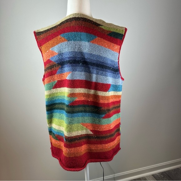 Northern Isles Multicolor Knit Sweater Vest L Southwest Aztec Pattern New - Picture 4 of 7